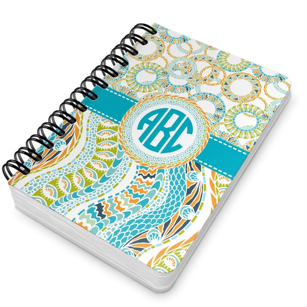 Teal Circles & Stripes Spiral Journal 5 x 7 - Main