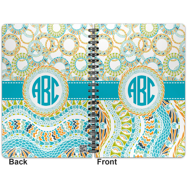 Teal Circles & Stripes Spiral Journal 7 x 10 - Apvl