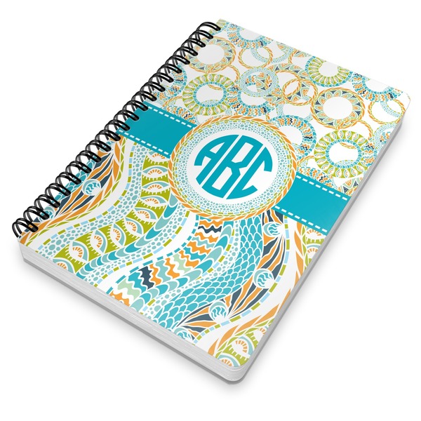 Teal Circles & Stripes Spiral Journal 7 x 10 - Main