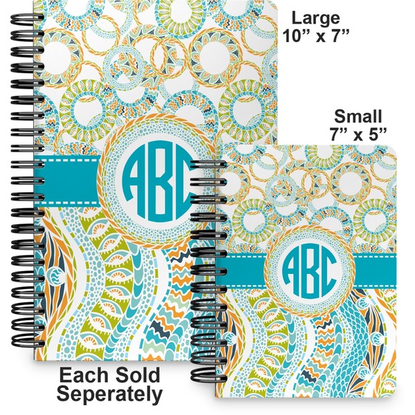 Teal Circles & Stripes Spiral Journal - Comparison