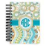 Teal Circles & Stripes Spiral Notebook - 5x7 w/ Monogram
