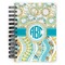 Teal Circles & Stripes Spiral Notebook - 5x7 w/ Monogram