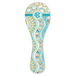 Teal Circles & Stripes Ceramic Spoon Rest (Personalized)