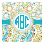 Teal Circles & Stripes Square Decal (Personalized)