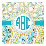 Teal Circles & Stripes Square Decal - XLarge (Personalized)