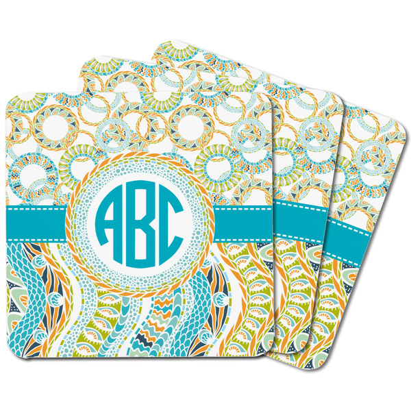 Teal Circles & Stripes Square Fridge Magnet - MAIN