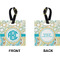 Teal Circles & Stripes Square Luggage Tag (Front + Back)