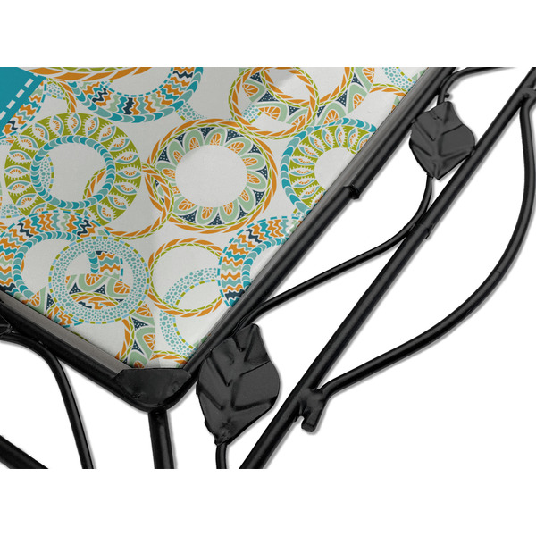 Teal Circles & Stripes Square Trivet - Detail