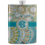 Teal Circles & Stripes Stainless Steel Flask (Personalized)