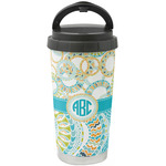 Teal Circles & Stripes Stainless Steel Coffee Tumbler (Personalized)