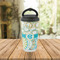 Teal Circles & Stripes Stainless Steel Travel Cup Lifestyle