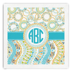 Teal Circles & Stripes Paper Dinner Napkins (Personalized)