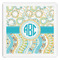 Teal Circles & Stripes Paper Dinner Napkin - Front View