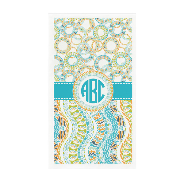 Custom Teal Circles & Stripes Guest Towels - Full Color - Standard (Personalized)