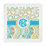 Teal Circles & Stripes Decorative Paper Napkins (Personalized)