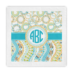 Teal Circles & Stripes Decorative Paper Napkins (Personalized)