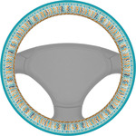 Teal Circles & Stripes Steering Wheel Cover (Personalized)