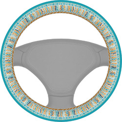 Teal Circles & Stripes Steering Wheel Cover
