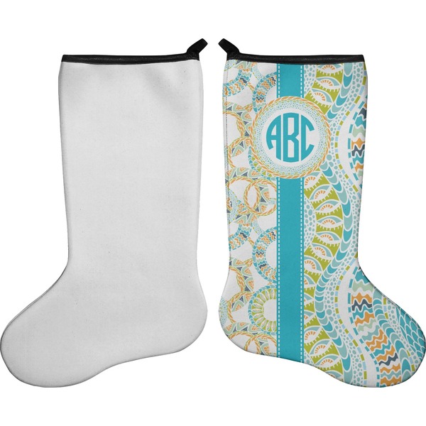 Teal Circles & Stripes Stocking - Single-Sided - Approval