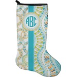 Teal Circles & Stripes Holiday Stocking - Single-Sided - Neoprene (Personalized)