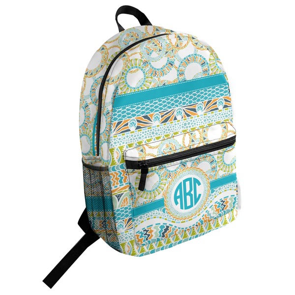 Custom Teal Circles & Stripes Student Backpack (Personalized)