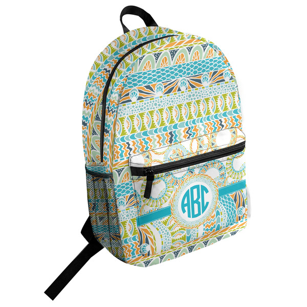 Custom Teal Circles & Stripes Student Backpack (Personalized)