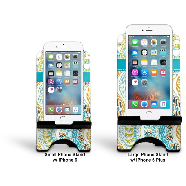 Teal Circles & Stripes Stylized Phone Stand - Comparison