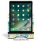 Teal Circles & Stripes Stylized Tablet Stand - Front with ipad