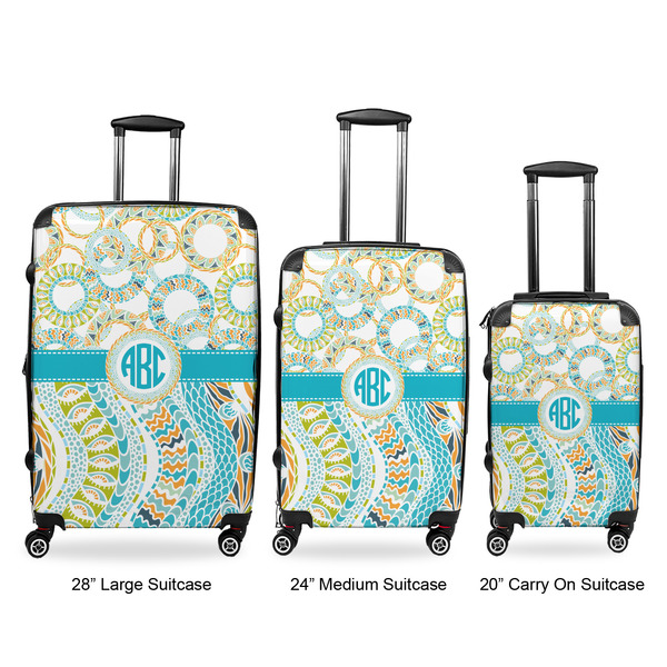 Teal Circles & Stripes Suitcase Set 1 - APPROVAL