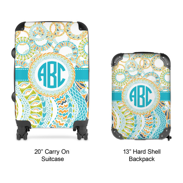 Teal Circles & Stripes Suitcase Set 4 - APPROVAL