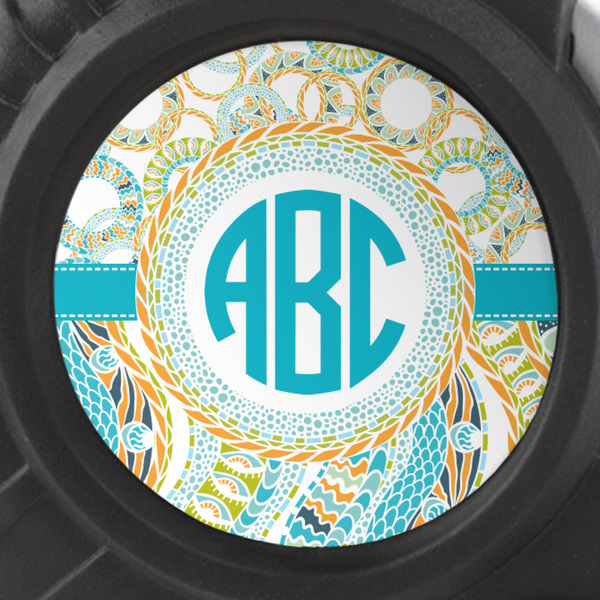 Teal Circles & Stripes Tape Measure - 25ft - detail