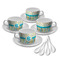 Teal Circles & Stripes Tea Cup - Set of 4