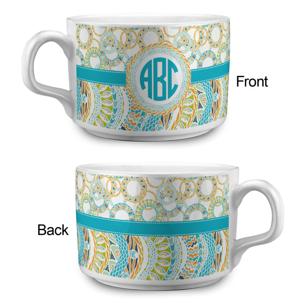 Teal Circles & Stripes Tea Cup - Single Apvl