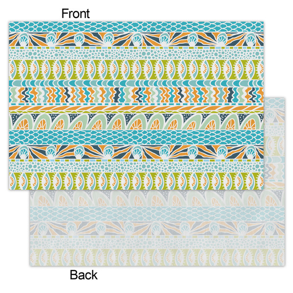 Teal Circles & Stripes Tissue Paper - Heavyweight - Small - Front & Back