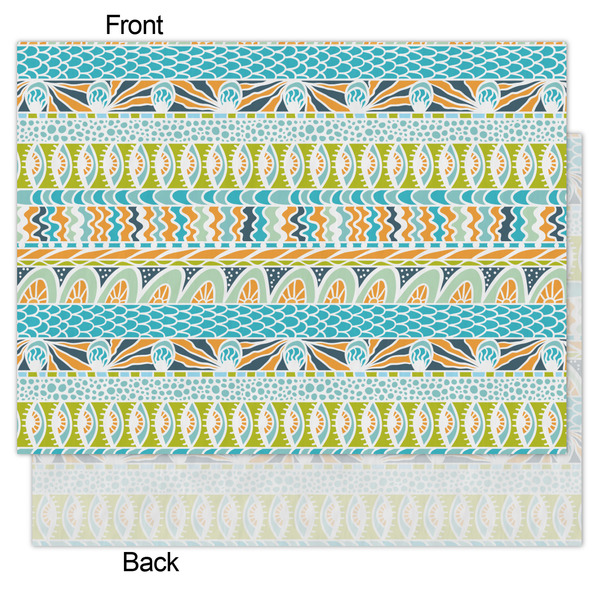 Teal Circles & Stripes Tissue Paper - Lightweight - Medium - Front & Back