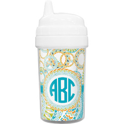 Teal Circles & Stripes Toddler Sippy Cup (Personalized)