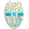 Teal Circles & Stripes Toilet Seat Decal Elongated
