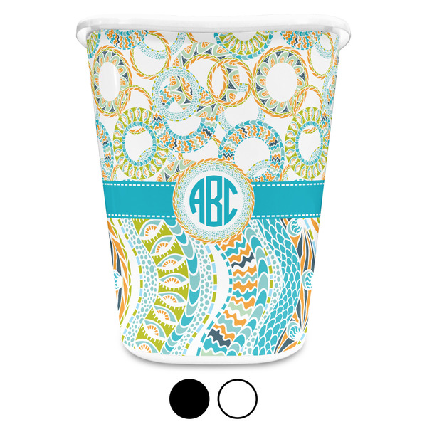 Teal Circles & Stripes Trash Can Aggregate