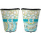 Teal Circles & Stripes Trash Can Black - Front and Back - Apvl