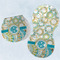 Teal Circles & Stripes Two Peanut Shaped Burps - Open and Folded