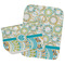 Teal Circles & Stripes Two Rectangle Burp Cloths - Open & Folded