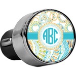 Teal Circles & Stripes USB Car Charger (Personalized)