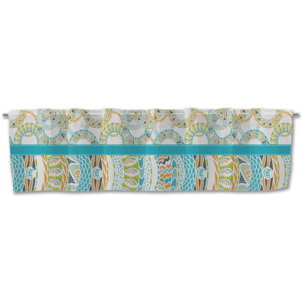 Teal Circles & Stripes Valance - Front
