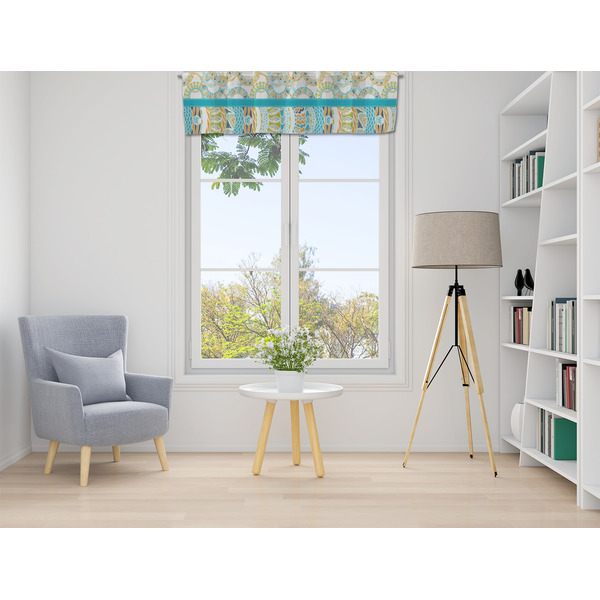 Teal Circles & Stripes Valance - LIFESTYLE