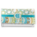 Teal Circles & Stripes Vinyl Checkbook Cover (Personalized)