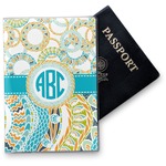 Teal Circles & Stripes Vinyl Passport Holder (Personalized)