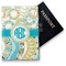 Teal Circles & Stripes Vinyl Passport Holder (Personalized)