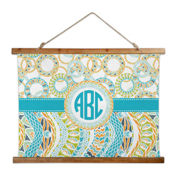 Teal Circles & Stripes Wall Hanging Tapestry - Wide (Personalized)