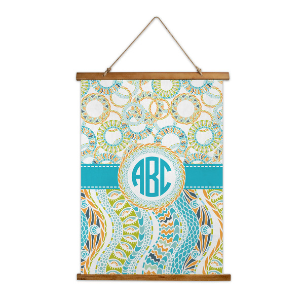 Custom Teal Circles & Stripes Wall Hanging Tapestry (Personalized)
