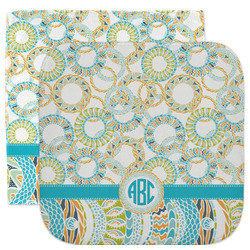 Teal Circles & Stripes Facecloth / Wash Cloth (Personalized)